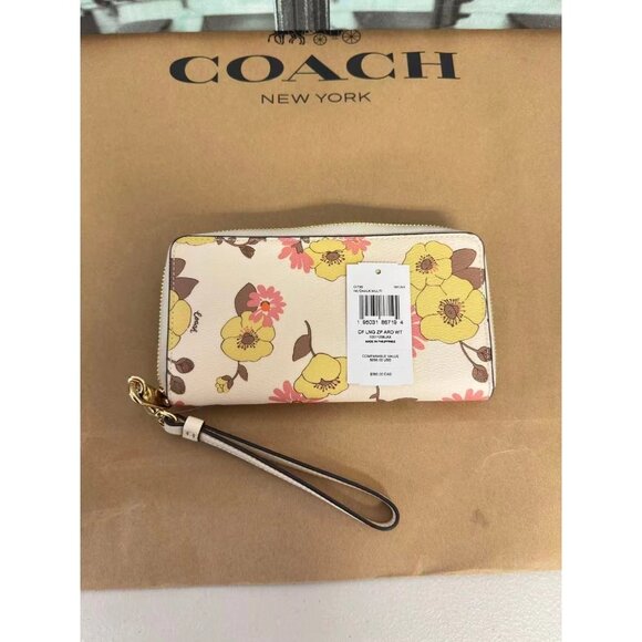 Coach CI798 Long Zip Around Wallet With Floral Cluster Print IN Chalk Multi - Picture 3 of 5